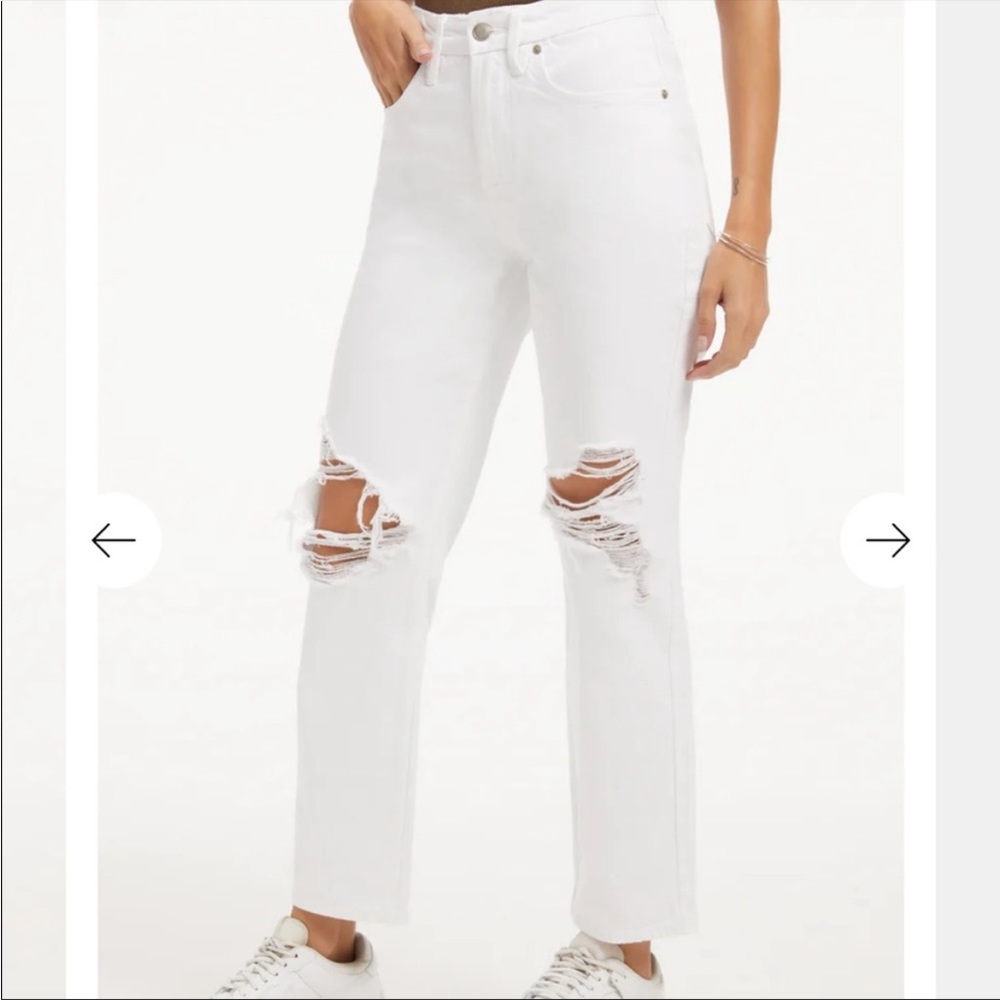 🆕 Good American white distressed denim jeans size 4/27 L4 - Picture 3 of 11